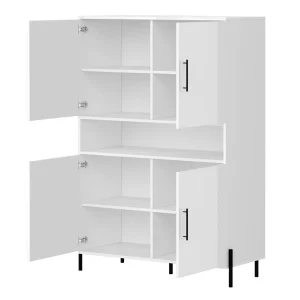Armoire RUMA 4 Portes Blanc/blanc Brillant Top ventes 16