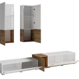 grande surprise Mur Tv-hifi POWAR 5 Portes Blanc/chêne Sandal 17