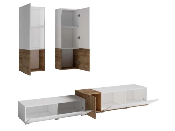 grande surprise Mur Tv-hifi POWAR 5 Portes Blanc/chêne Sandal 6