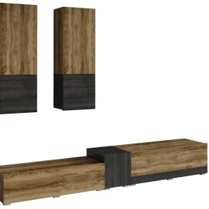 boutiqued pas cher Mur Tv-hifi POWAR 5 Portes Noyer Satiné 17