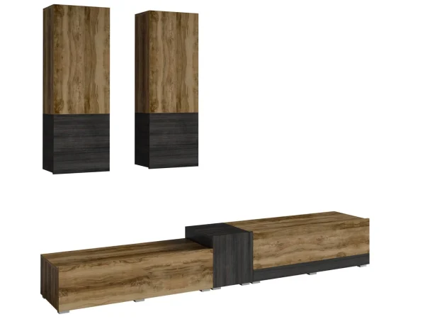 boutiqued pas cher Mur Tv-hifi POWAR 5 Portes Noyer Satiné 6