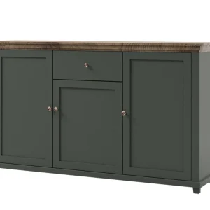 Commode EVOCO 3 Portes 1 Tiroir Chêne Ribbec/vert Top ventes 19