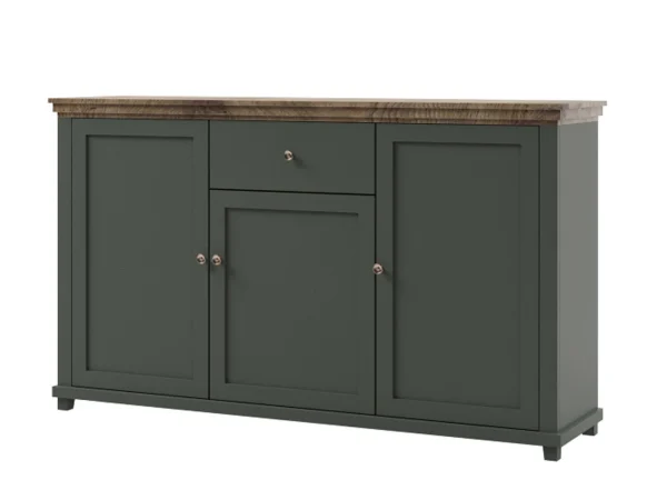 Commode EVOCO 3 Portes 1 Tiroir Chêne Ribbec/vert Top ventes 7