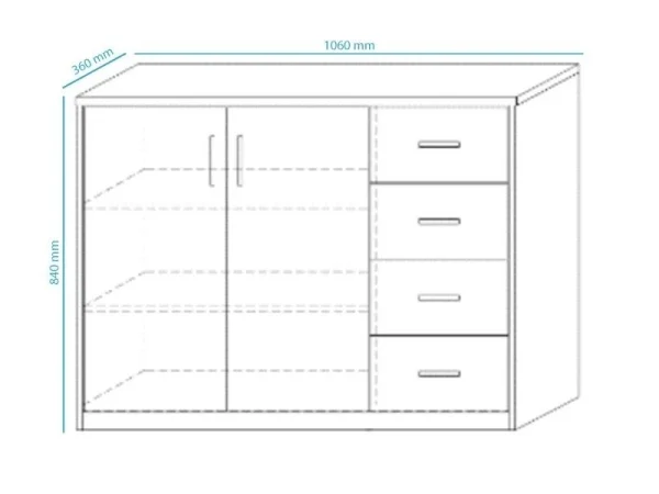 en solde Commode ESPACITO 2 Portes 4 Tiroirs Chêne Sonoma 6