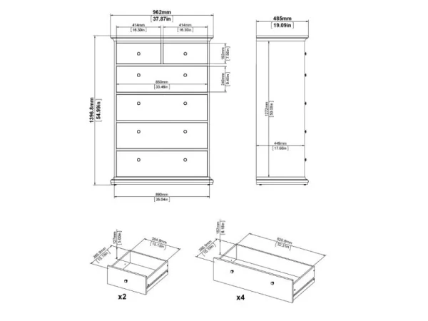 Commode PARISA 6 Tiroirs Blanc luxe soldes 6