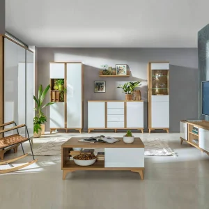 solde en ligne Armoire FIONA 2 Portes Blanc Brillant/chêne Riviera 12