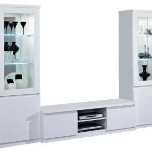 en solde Mur Tv-hifi ROMEO Blanc Laqué Avec Led 18