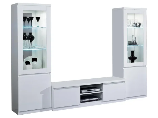 en solde Mur Tv-hifi ROMEO Blanc Laqué Avec Led 7