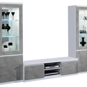 Mur Tv-hifi ROMEO Marbre/blanc Avec Led Neuve avec étiquette 18
