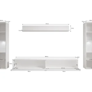 Mur Tv-hifi PARLO 6 Portes Matera/old Style soldes pas cher 15