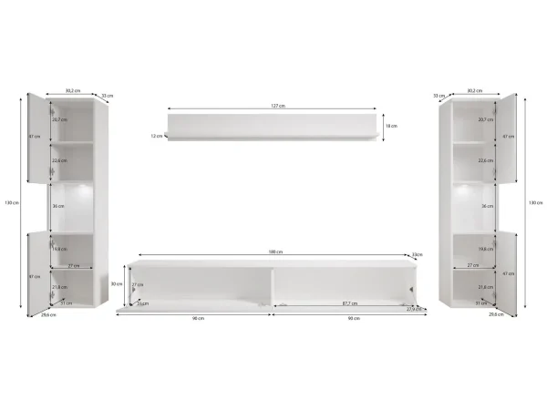 Mur Tv-hifi PARLO 6 Portes Matera/old Style soldes pas cher 6