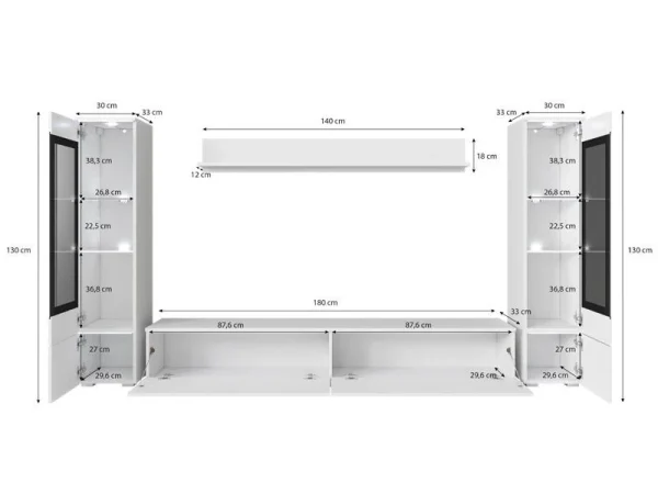 Satisfait ou Remboursé Mur Tv-hifi VITTORIO 6 Portes Chêne Wotan/blanc Brillant Sans Led 4