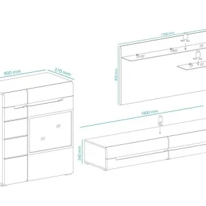 vente pas cher Mur Tv-hifi 03 HERCULE Blanc/blanc Laqué Sans Led 16