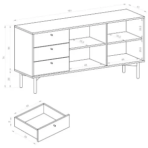 vente en ligne pas cher Commode FLOWER 2 Portes 3 Tiroirs Chêne Artisan/noir 16