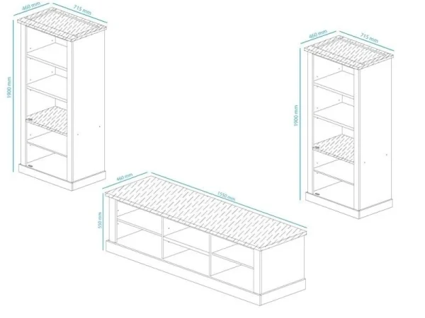 Mur Tv-hifi EMMANUEL 6 Portes Chêne Grisé/béton vente en ligne pas cher 6