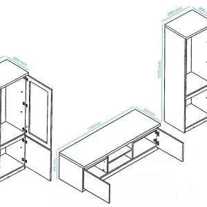 en solde Mur Tv-hifi ROMEO Blanc Laqué Avec Led 16
