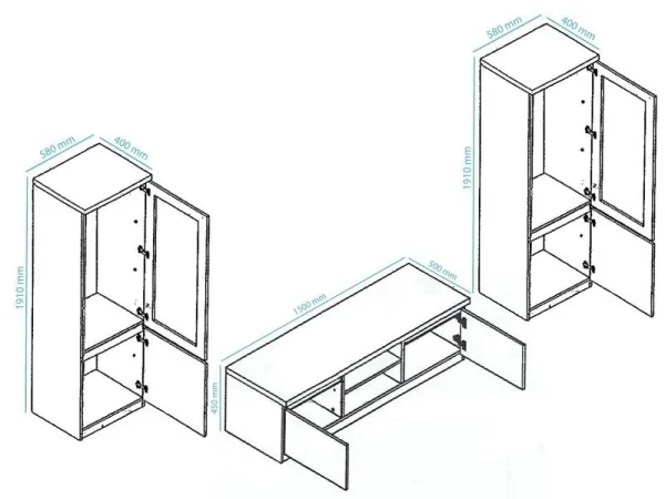 en solde Mur Tv-hifi ROMEO Blanc Laqué Avec Led 6