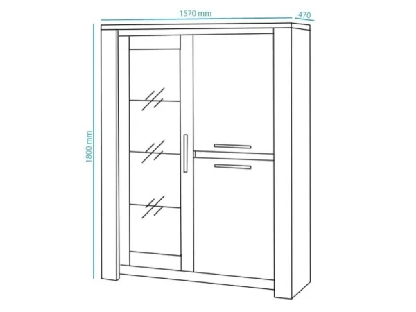soldes magasin Vitrine WARRIOR 4 Portes Chêne Gris 6
