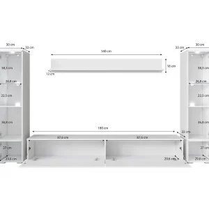 Mur Tv-hifi VITTORIO 6 Portes Blanc Brillant Avec Led Achat 9