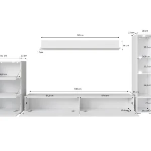 prix pas cher Mur Tv-hifi VITTORIO 7 Portes Blanc Brillant Sans Led 15