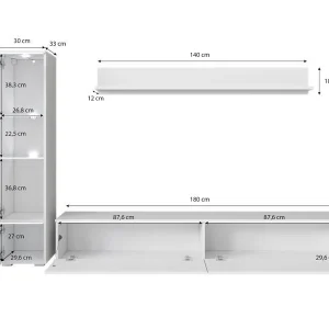 Mur Tv-hifi VITTORIO 4 Portes Chêne Wotan Avec Led excellents soldes 9