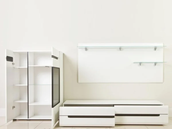 vente pas cher Mur Tv-hifi 03 HERCULE Blanc/blanc Laqué Sans Led 7