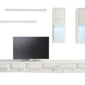 Mur Tv-hifi BABEL 5 Portes Blanc/blanc Laqué Sans Led vente pas cher 18