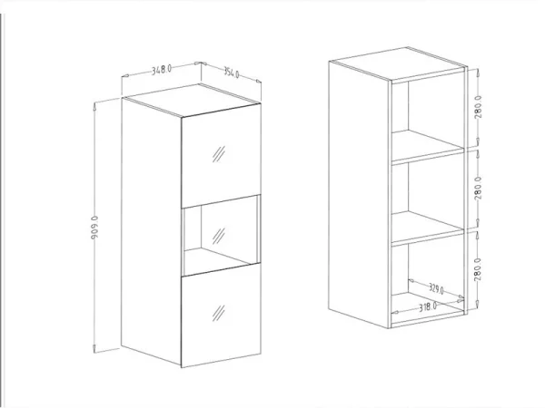 Armoire Murale HELA 1 Porte Vitrée Blanc Brillant Sans Led REMISE allant 7