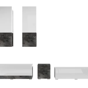 Retour gratuit en magasin. Mur Tv-hifi POWAR 5 Portes Blanc/ardoise 18
