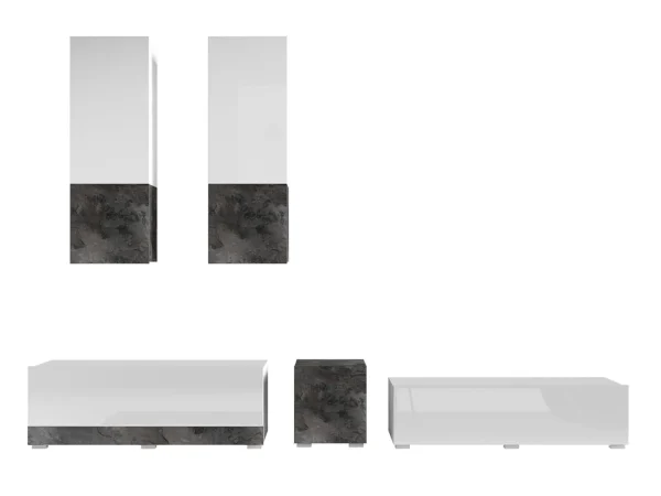 Retour gratuit en magasin. Mur Tv-hifi POWAR 5 Portes Blanc/ardoise 7