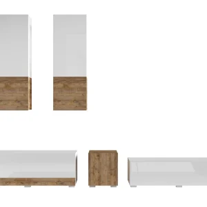 grande surprise Mur Tv-hifi POWAR 5 Portes Blanc/chêne Sandal 21