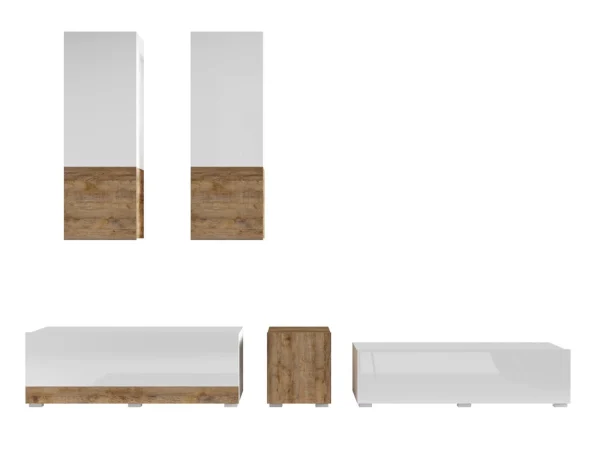 grande surprise Mur Tv-hifi POWAR 5 Portes Blanc/chêne Sandal 8