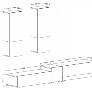 grande surprise Mur Tv-hifi POWAR 5 Portes Blanc/chêne Sandal 19
