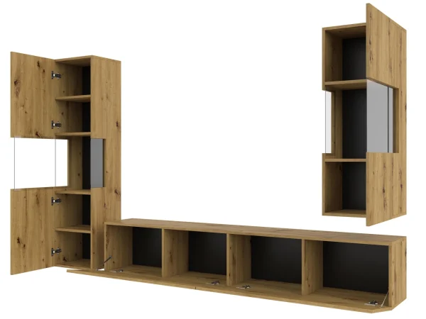 grossiste en ligne Mur Tv-hifi AVATAR 4 Portes Chêne Artisan Avec Led 6