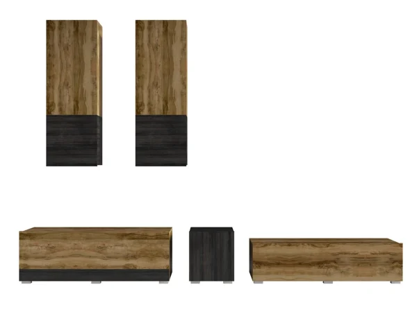 boutiqued pas cher Mur Tv-hifi POWAR 5 Portes Noyer Satiné 8