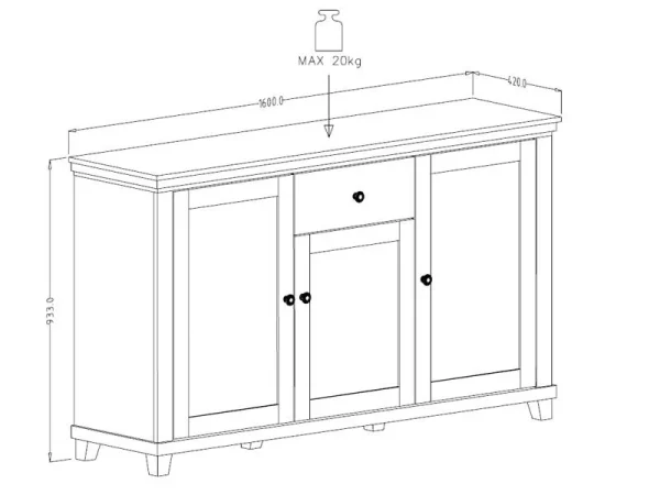 Commode EVOCO 3 Portes 1 Tiroir Chêne Ribbec/vert Top ventes 6