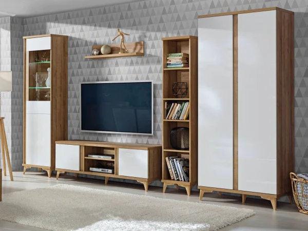 solde en ligne Armoire FIONA 2 Portes Blanc Brillant/chêne Riviera 4
