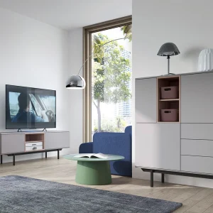 Commode INOXO 3 Portes 3 Tiroirs Gris Clair/chêne Jackson Nouveau 18