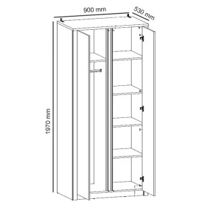 Armoire MONTY 2 Portes Chêne Lefkas/gris en ligne 12