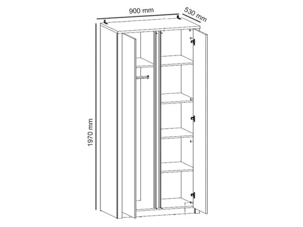 Armoire MONTY 2 Portes Chêne Lefkas/gris en ligne 5