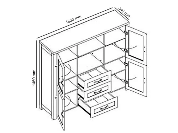Armoire NEVAS 4 Portes 3 Tiroirs Chêne Lefkas vente luxe pas cher 7
