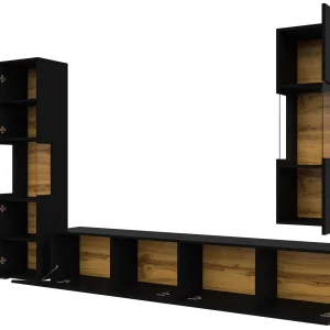 dernières Mur Tv-hifi AVATAR 4 Portes Noir Avec Led 18