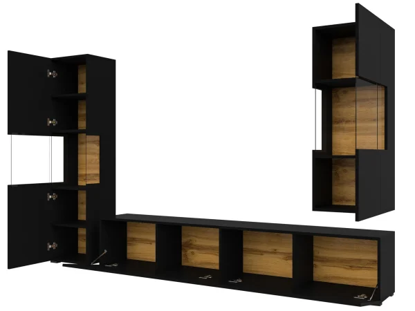 dernières Mur Tv-hifi AVATAR 4 Portes Noir Avec Led 6