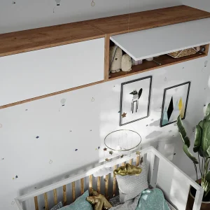 Top ventes Armoire BARIO 1 Porte Abattante Chêne Doré/blanc Mat 24