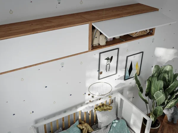 Top ventes Armoire BARIO 1 Porte Abattante Chêne Doré/blanc Mat 8