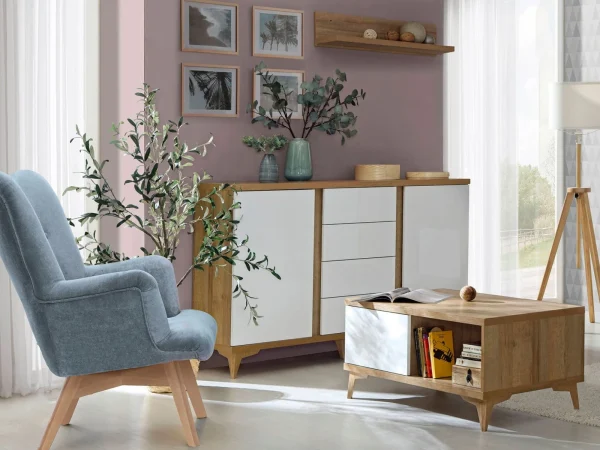 solde en ligne Armoire FIONA 2 Portes Blanc Brillant/chêne Riviera 5