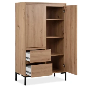 Commode Haute BONIFACIO 2 Portes 2 Tiroirs Chêne Artisan magasin pas cher 22