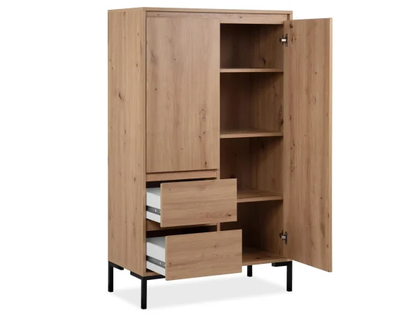 Commode Haute BONIFACIO 2 Portes 2 Tiroirs Chêne Artisan magasin pas cher 8