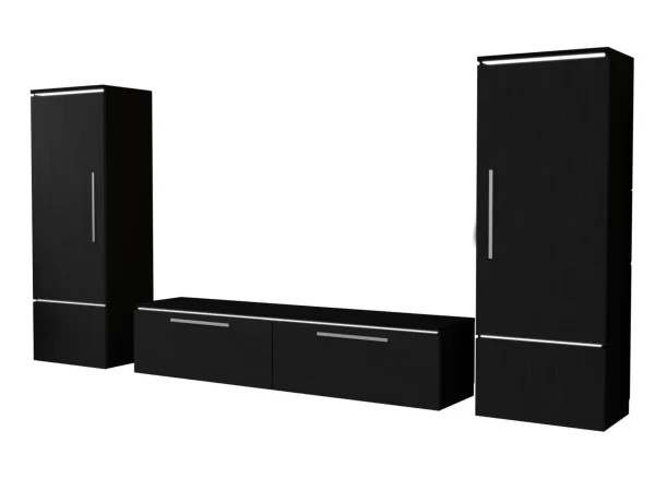 boutique paris Mur-tv AMBROSA 4 Portes Noir Mat Avec Led 6