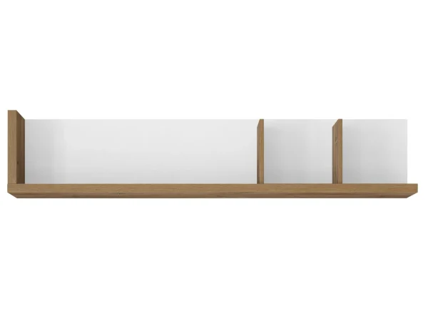 Étagère Murale LARSY 149 Cm Blanc Brillant/chêne Flagstaff magasins pour 5